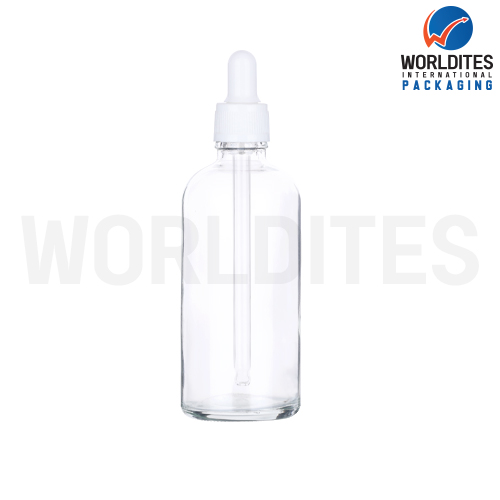 100ML Clear Glass Dropper Bottle With 18mm Sleeve And Tube
