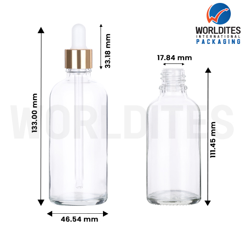 100ML Clear Glass Dropper Bottle With 18mm Sleeve And Tube