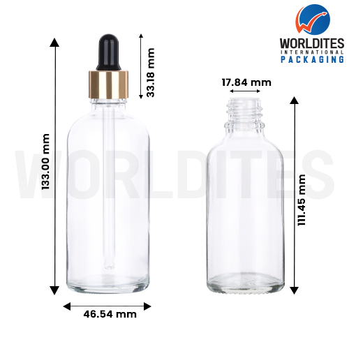 100ML Clear Glass Dropper Bottle With 18mm Sleeve And Tube