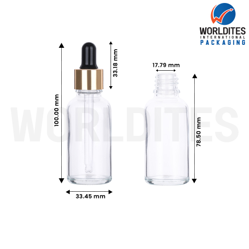 30ML Clear Glass Dropper Bottle With 18mm Sleeve And Tube