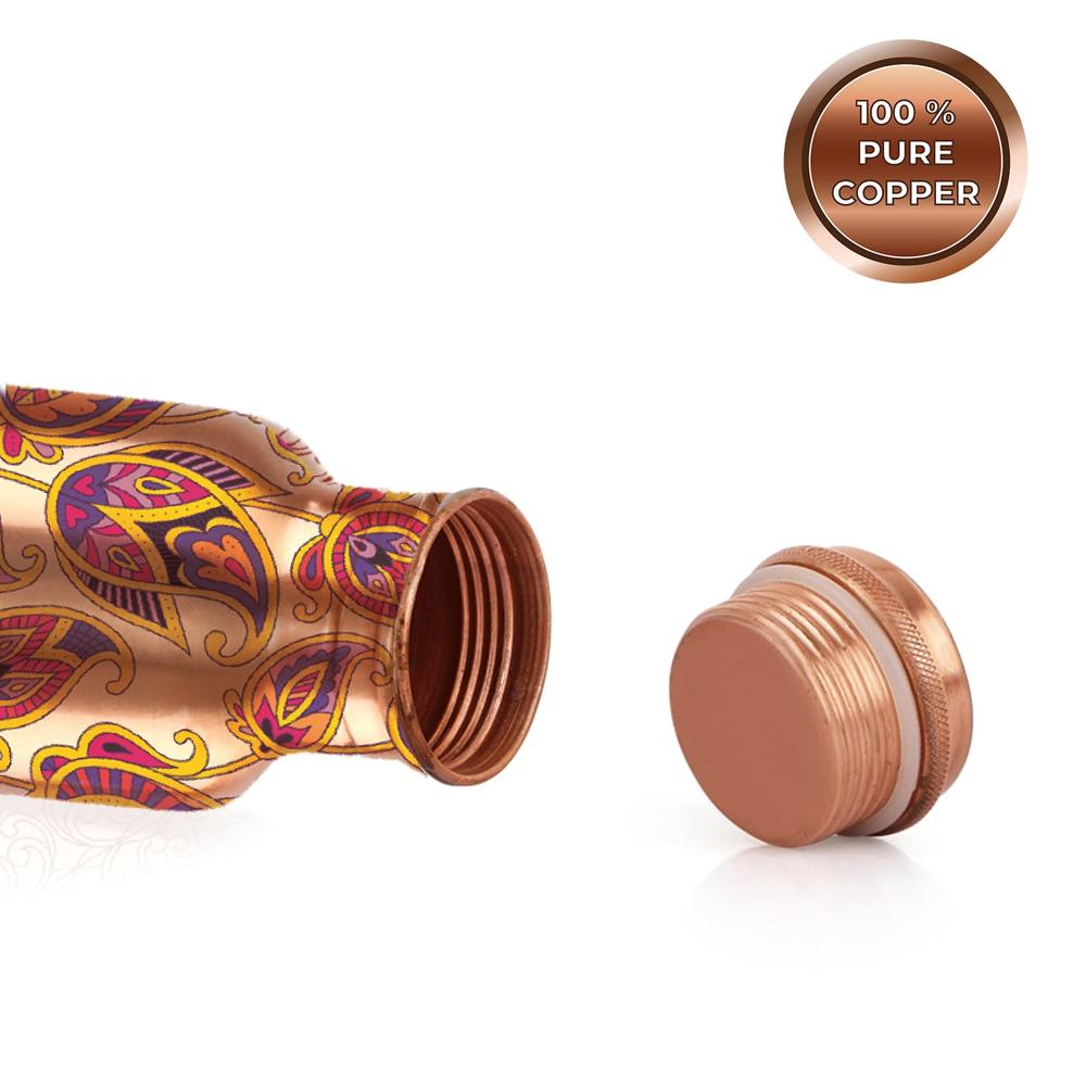 Cello Cop-Pura Diva Ornate Copper Water Bottle, 1000ml, 1pc, Copper