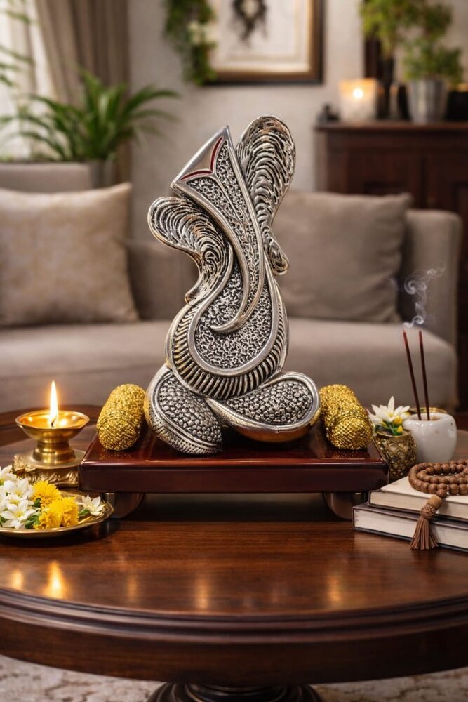 Abstract Ganesha Silver Sculpture