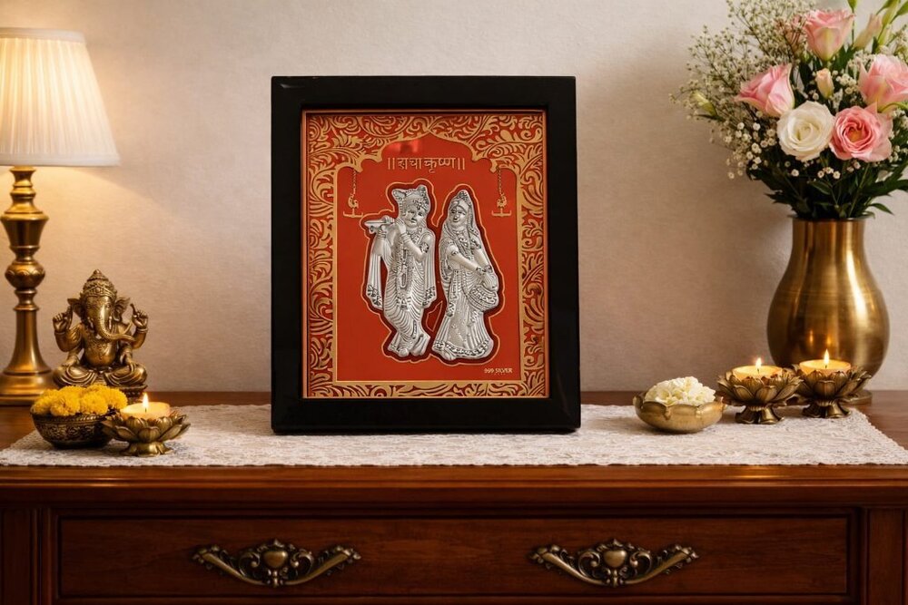Radha Krishna Red Frame