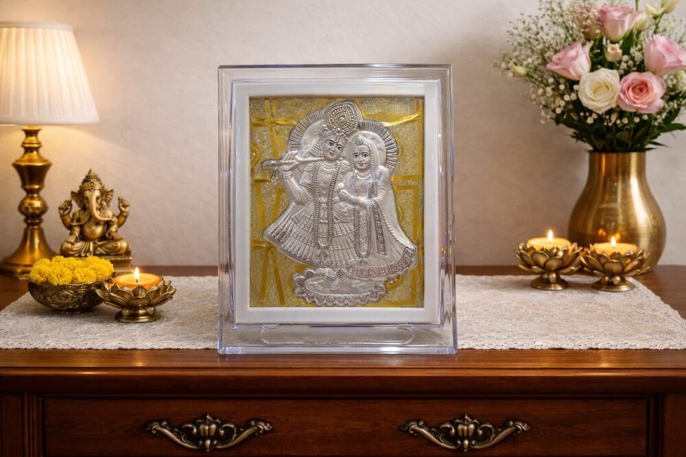 Radha Krishna Silver stand