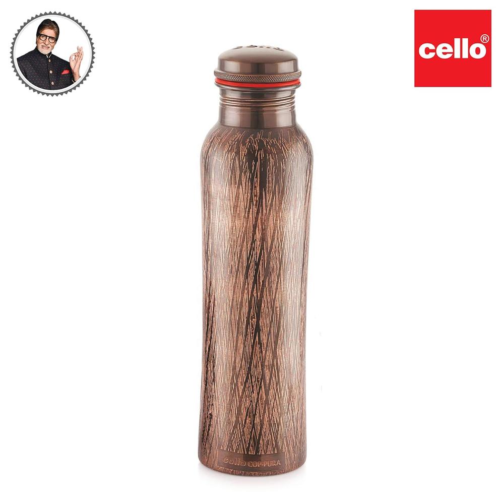 Cello Cop-Pura Vintage Texture Copper Water Bottle, 1000ml