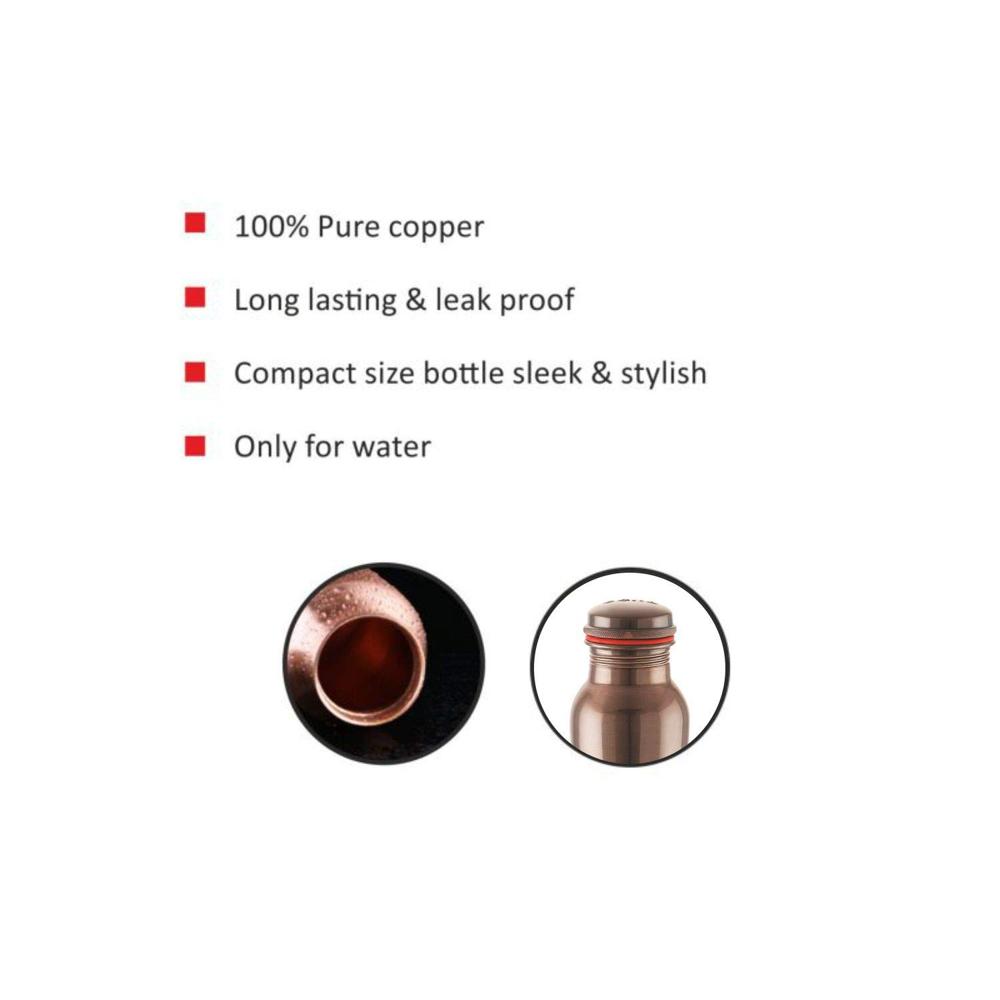 Cello Cop-Pura Vintage Texture Copper Water Bottle, 1000ml