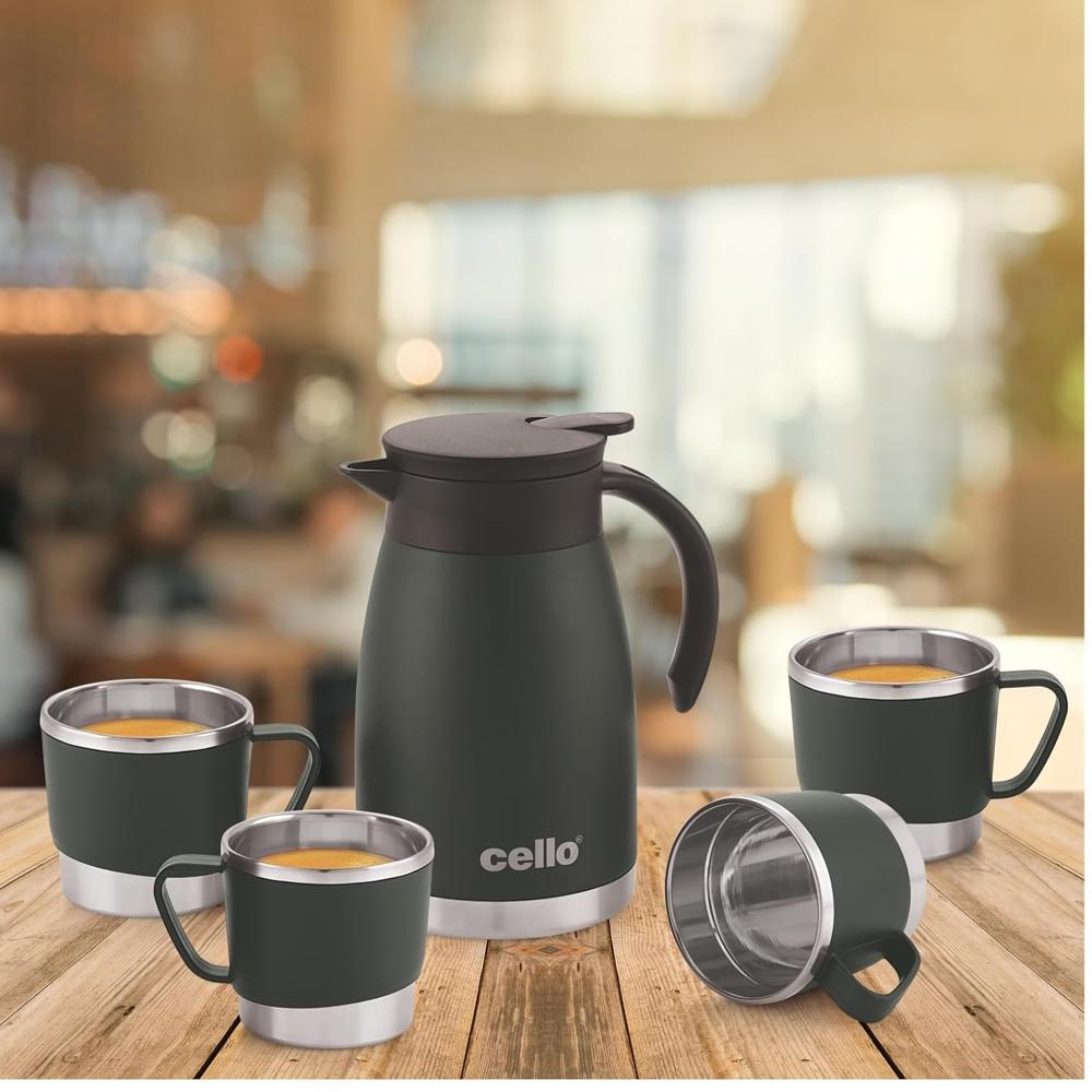 CELLO Welcome Gift Set | Kettle and Mug Set | Cup and Saucer Tea Set | Pack of 5 | Black