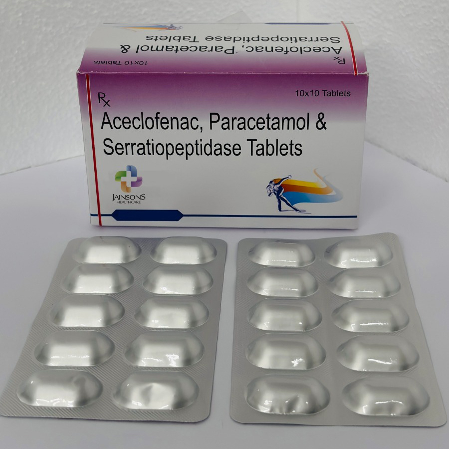 Aceclofenac,  Paracetamol & Serratiopeptidase Tablets Third Party Manufacturer