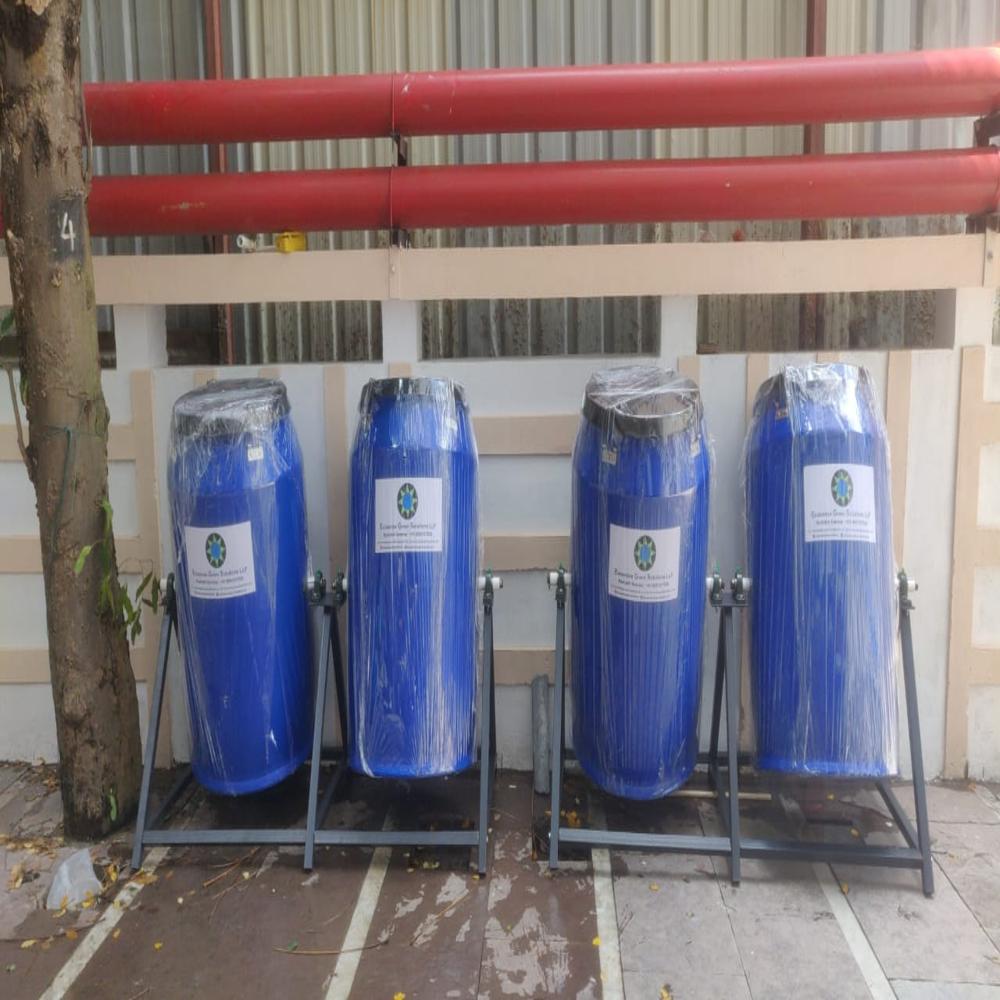 40 Kg Manual Rotating Twin Drum Composter - Color: Blue