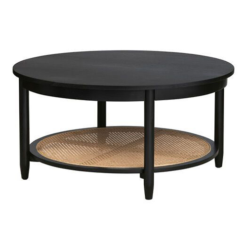 Connaught Round Wood And Rattan Coffee Table - Dimension (L*W*H): 35 X 35 X 18 Inches