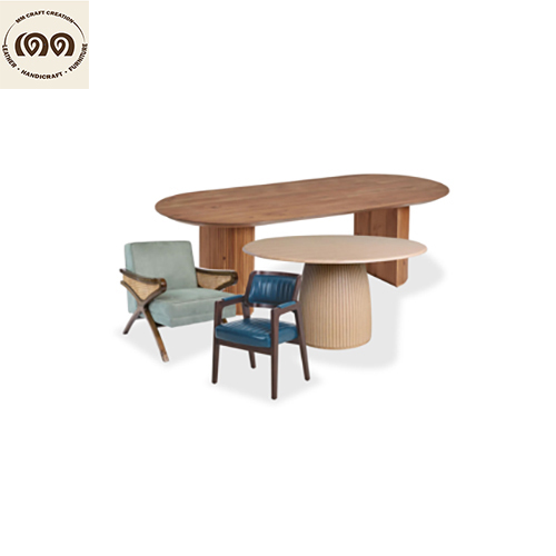 Oval Ribbed Pedestal Dining Table