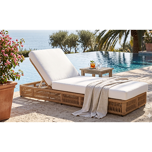 Braided Rope Furniture Sun Lounger - Color: Natural Brown Base