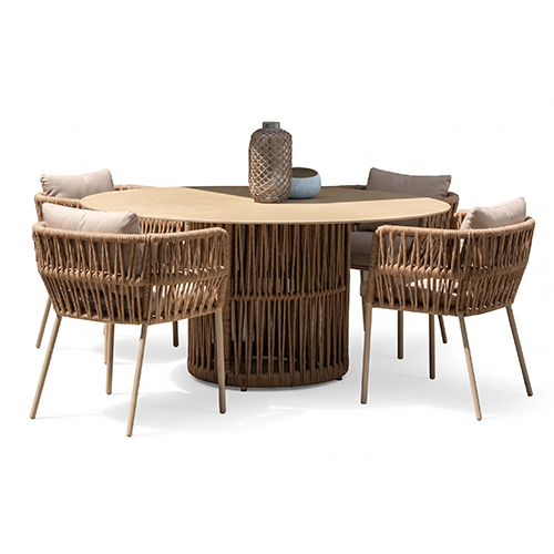 Dining Table With 4 Chair - Color: Natural Brown