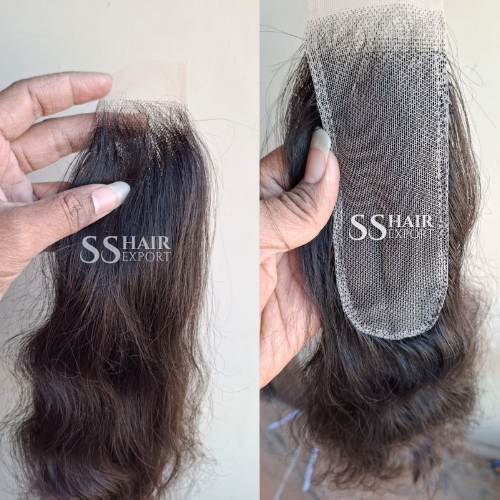 2x6 Closure Sew In Side Part with Baby Hairline Wavy Virgin Human Hair 16Inches