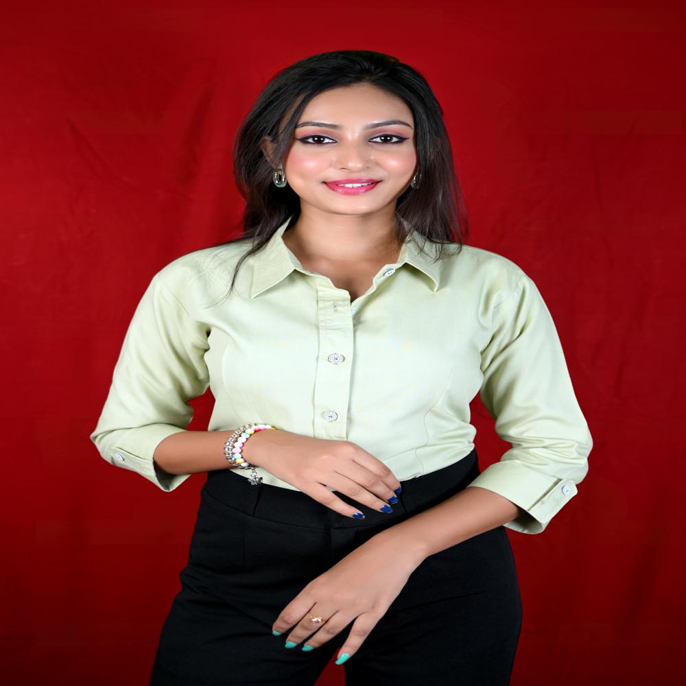 Rayon Solid Colour Shirt Office Wear - Color: White