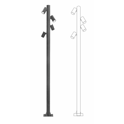 2X50W Decorative Pole - Color: Black/Customizable