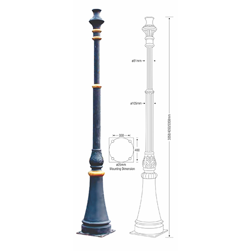 3350 mm Cast Aluminiuim Pole