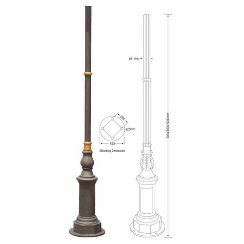 3000mm Cast Aluminiuim Pole