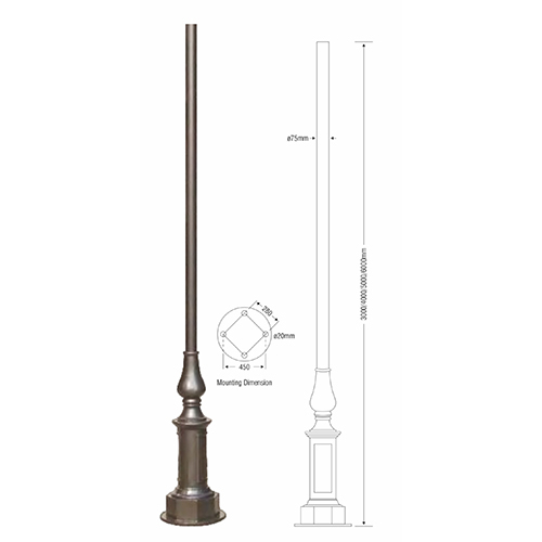 3000 mm Cast Aluminiuim Pole