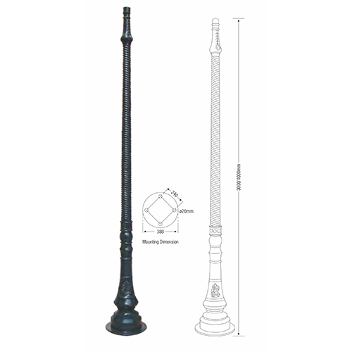4000mm Cast Aluminiuim Pole