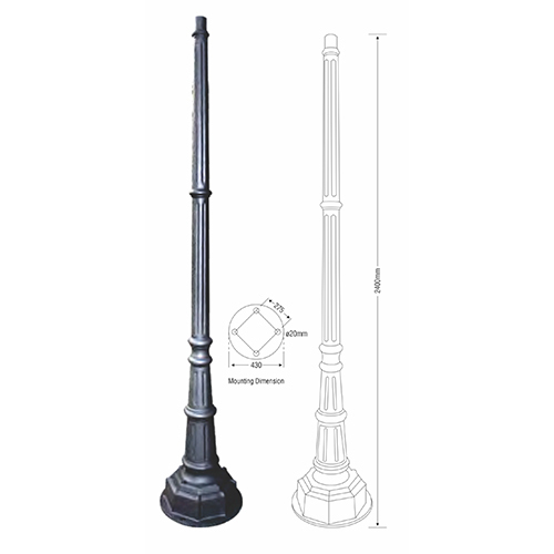 2400mm Cast Aluminiuim Pole