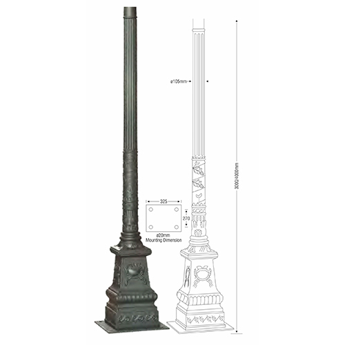 3000mm Cast Aluminiuim Pole