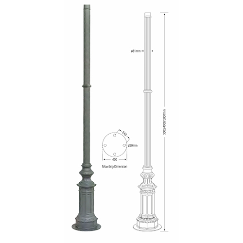 4000mm Cast Aluminiuim Pole