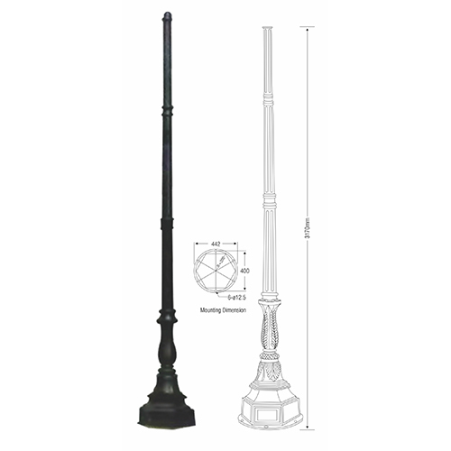 3170mm Cast Aluminiuim Pole