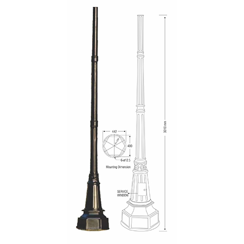 3010mm Cast Aluminiuim Pole