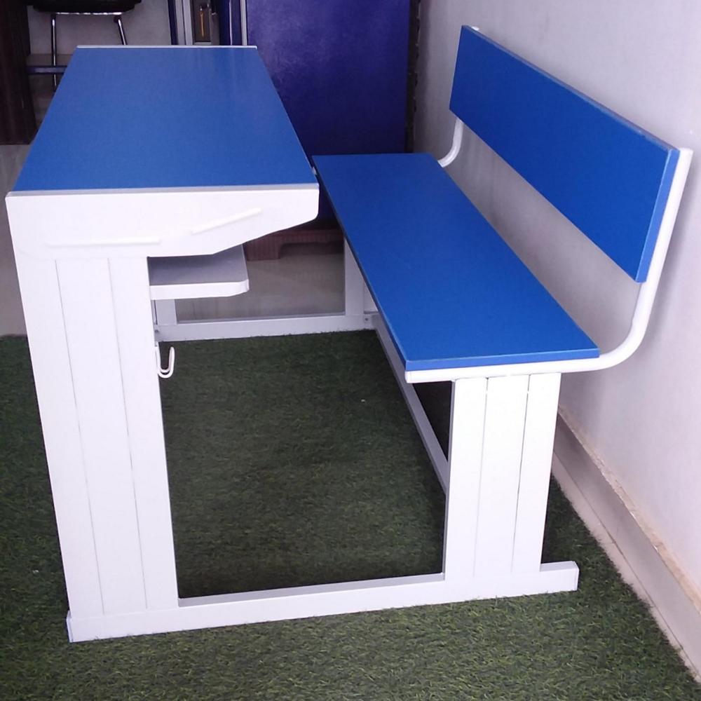 Modern Classroom Desk Bench Sets - Color: Blue And White