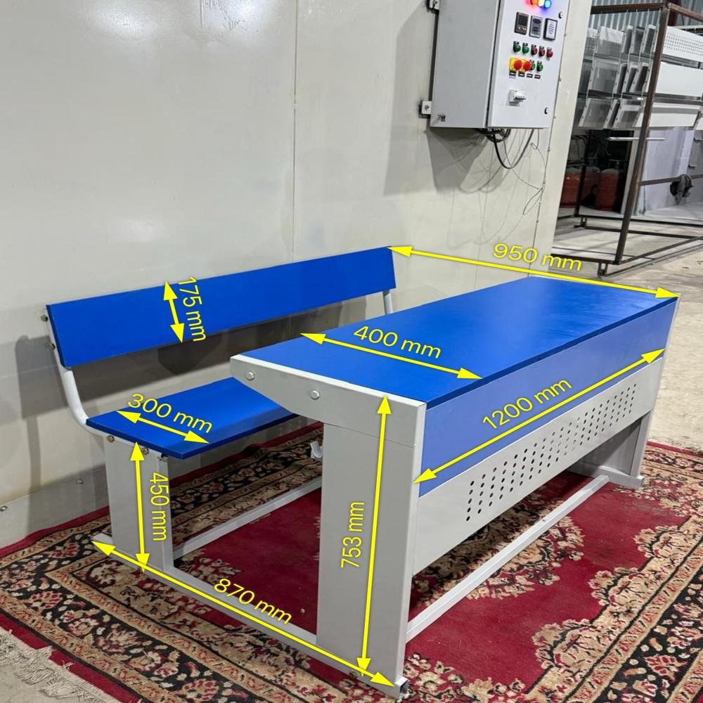 Modern Classroom Desk Bench Sets - Color: Blue And White