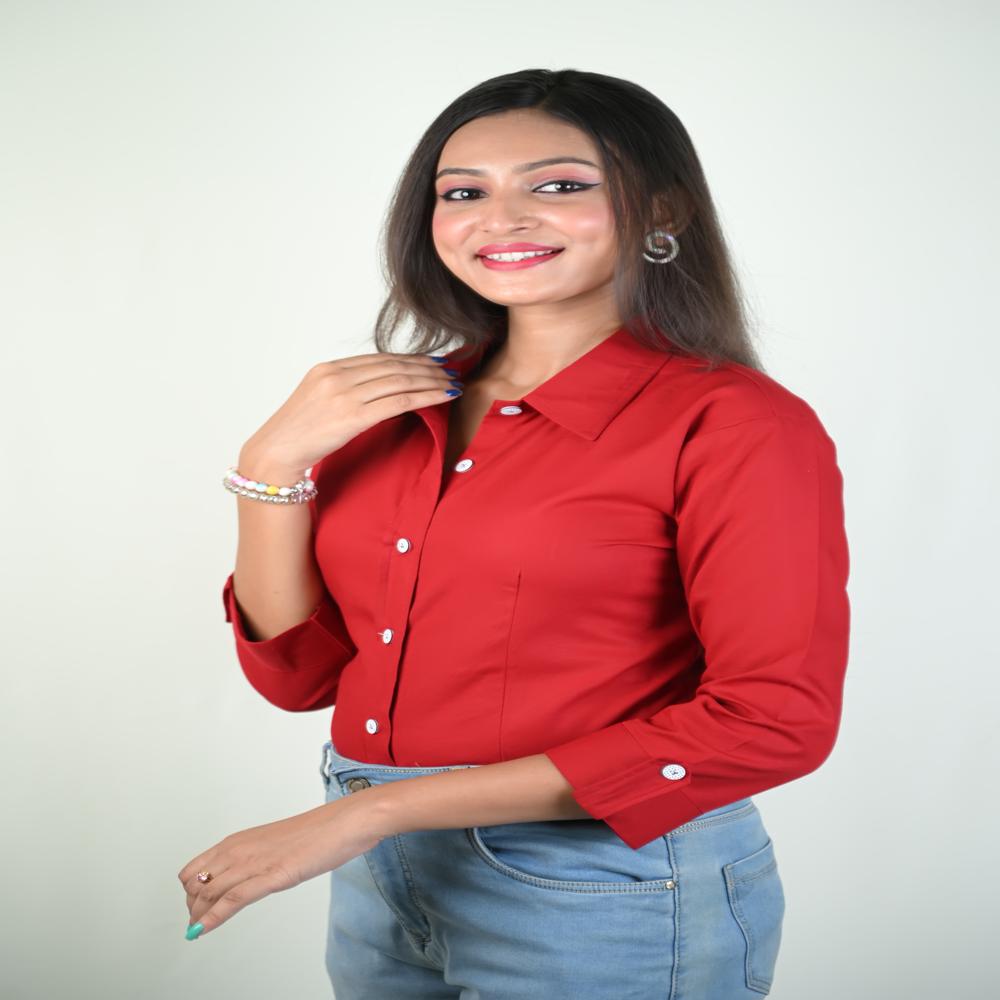 Rayon Solid Colour Shirt Office wear
