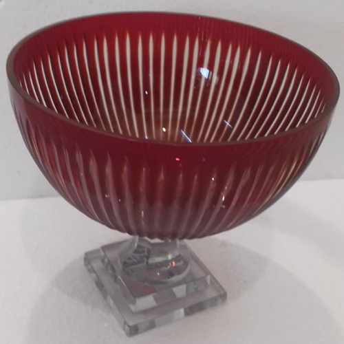 Red Glass Bowl Candle Holder