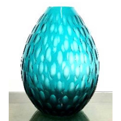 Sky Blue Hurricane Glass Flower Vase