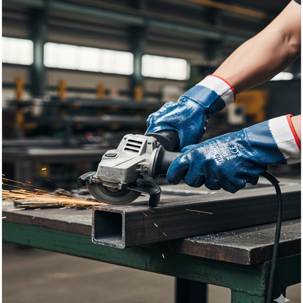 N604 Nitrile Supported Blue Foam Nitrile Gloves