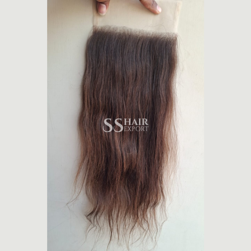 Brown 4x4 Closure Hair Sew in Side Part Indian Virgin Human Hair HD Lace Transparent