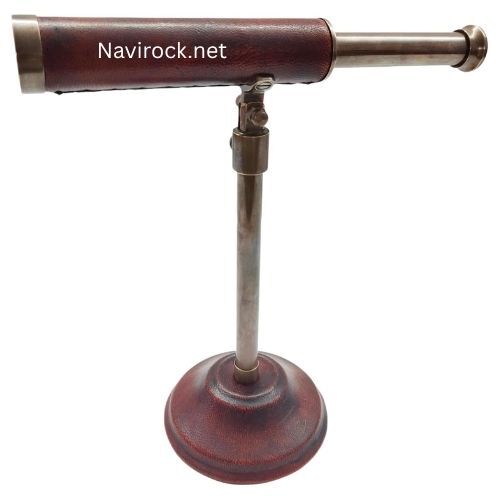 Vintage Single Barrel Brass Telescope with Red Leather Wrap  Antique Marine Finish Antique Marine Table Top Decor