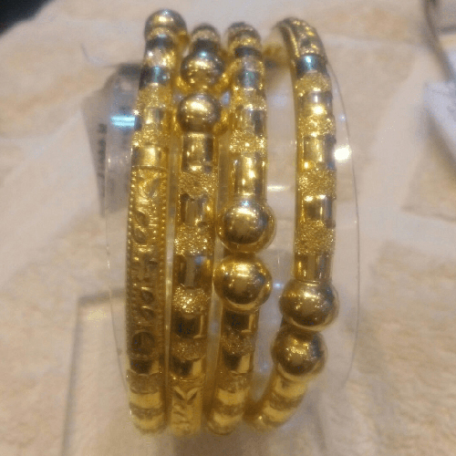 Bandhel Half Round Ball Design Gold Plated Brass Bangles