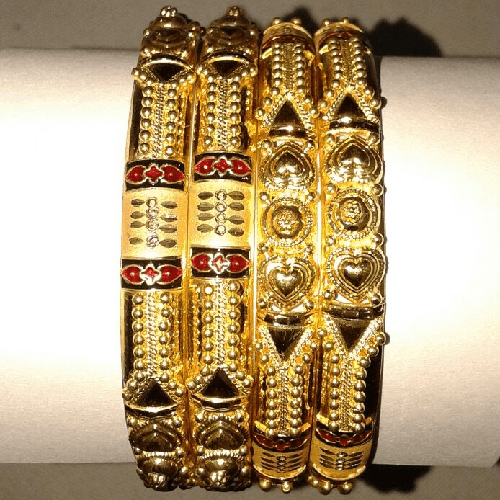 Bandhel Half Round Fancy Gold Plated Brass Bangles