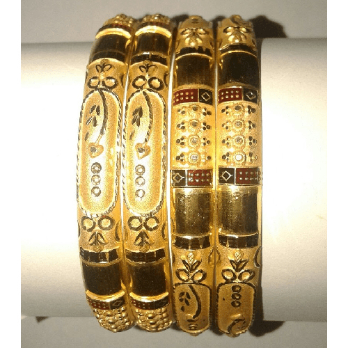 Bandhel Half Round Design Gold Plated Brass Bangles
