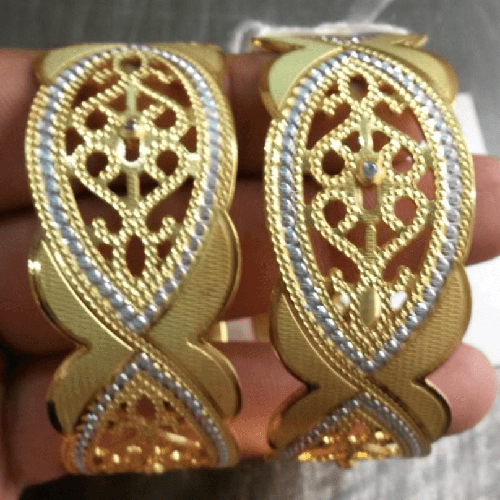 Bandhel Broad CNC Design Gold Plated Brass Bangles