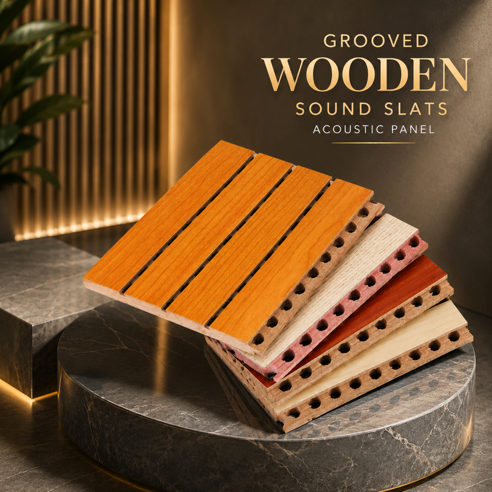Auditorium Grooved Wooden slats Acoustic Panel