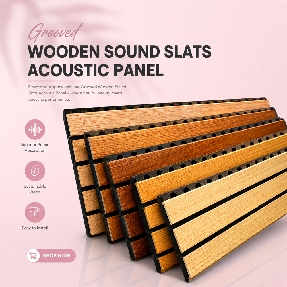 Auditorium Grooved Wooden slats Acoustic Panel