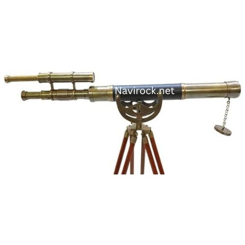 Antique Maritime Double Barrel Telescope  Brass Designer Telescope on Floor Standing Tripod