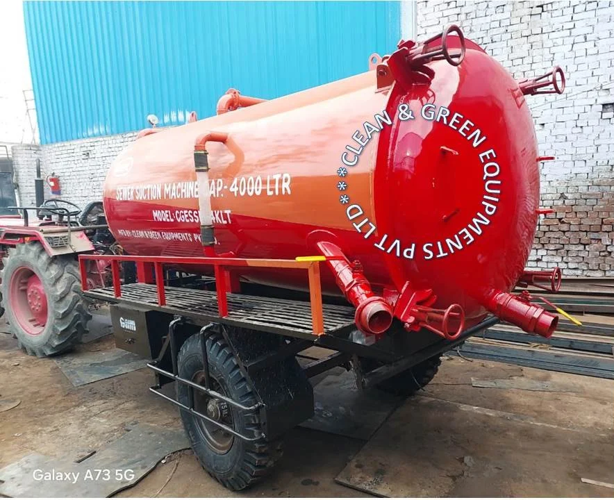 4000 Ltr capacity Sewer Suction Machine Mounted on Two Trailer Chassis
