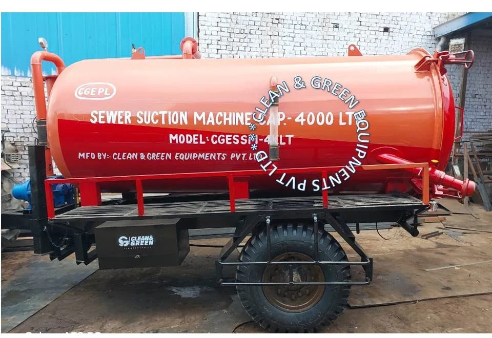 4000 Ltr capacity Sewer Suction Machine Mounted on Two Trailer Chassis