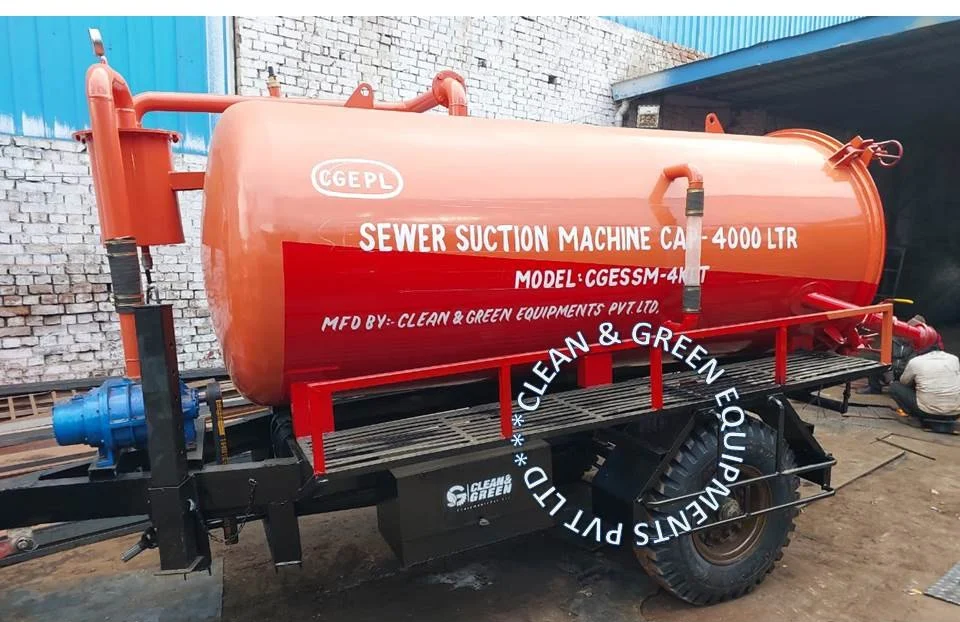 4000 Ltr capacity Sewer Suction Machine Mounted on Two Trailer Chassis