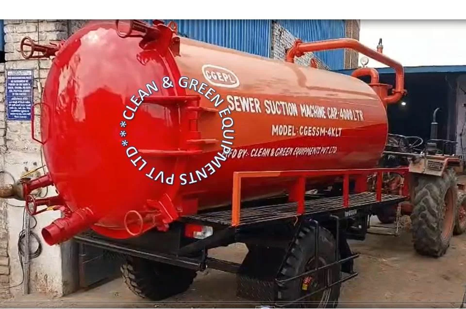 4000 Ltr capacity Sewer Suction Machine Mounted on Two Trailer Chassis