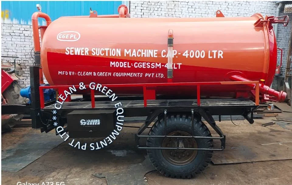 4000 Ltr capacity Sewer Suction Machine Mounted on Two Trailer Chassis