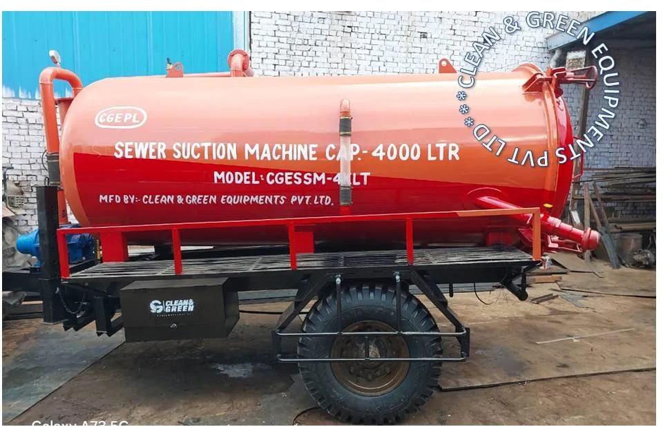 4000 Ltr capacity Sewer Suction Machine Mounted on Two Trailer Chassis